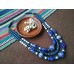Necklace Korali of ceramic beads blue 3 threads
